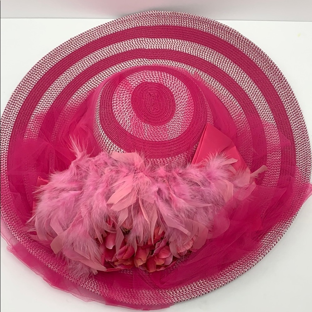 Queen fuchsia feathered derby hats
